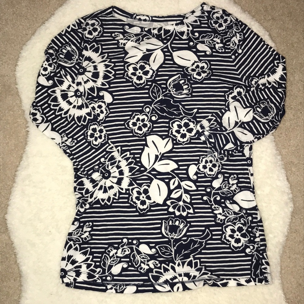 NWOT Old Navy Floral Striped 3/4 Length Long Sleeve Shirt